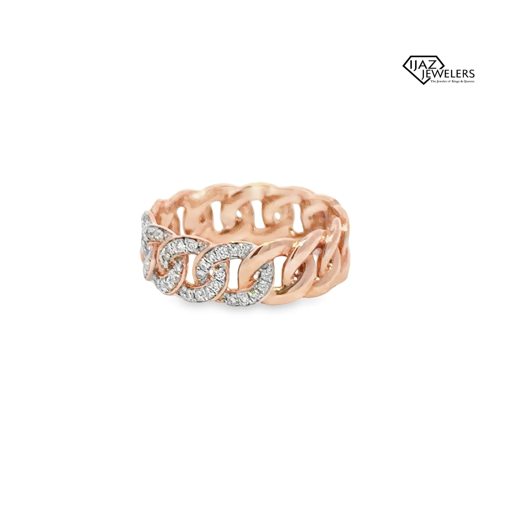 14K Rose Gold 0.61 CTW Diamond Cuban Ring