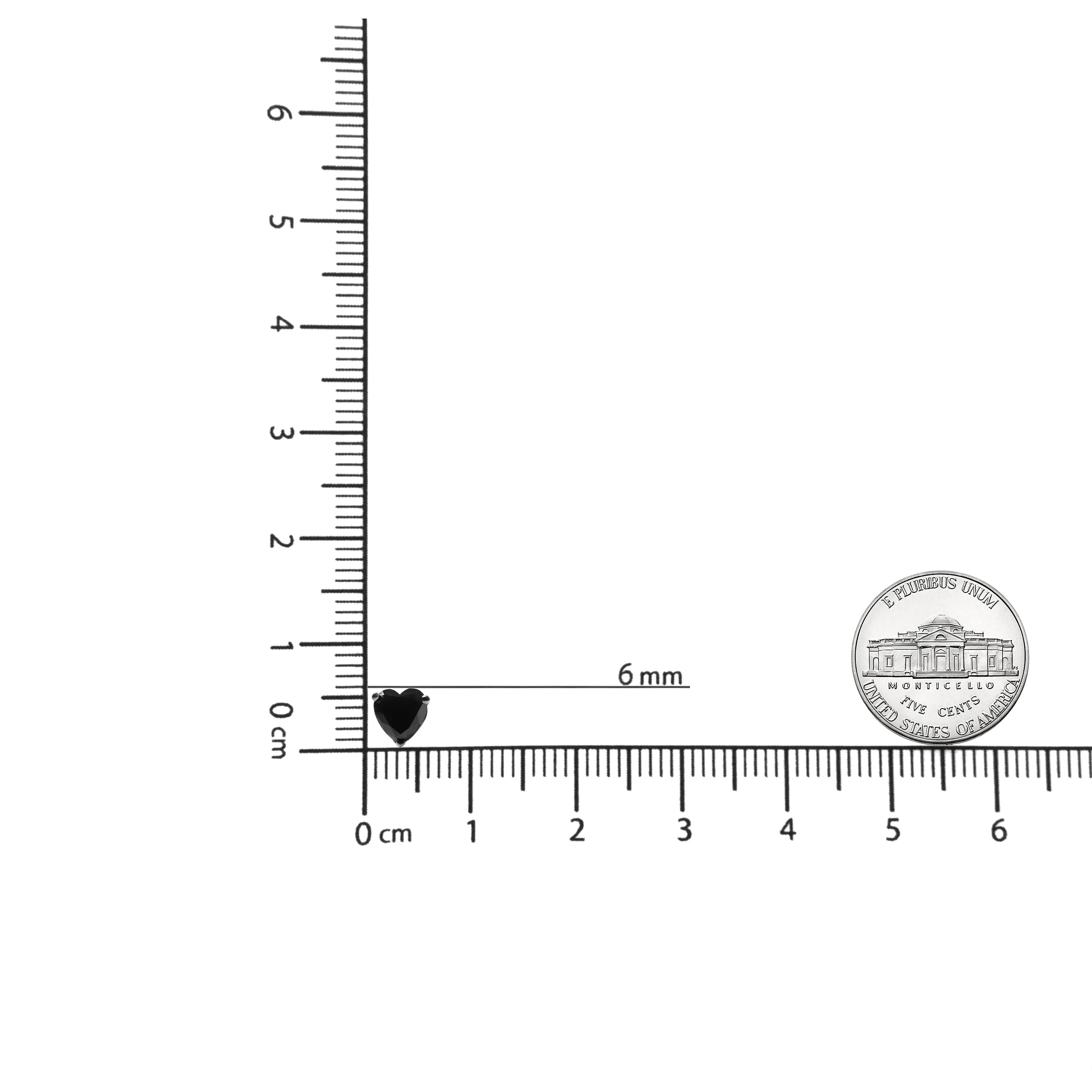 14K White Gold Black Heart Shaped Diamond Solitaire Stud Earrings