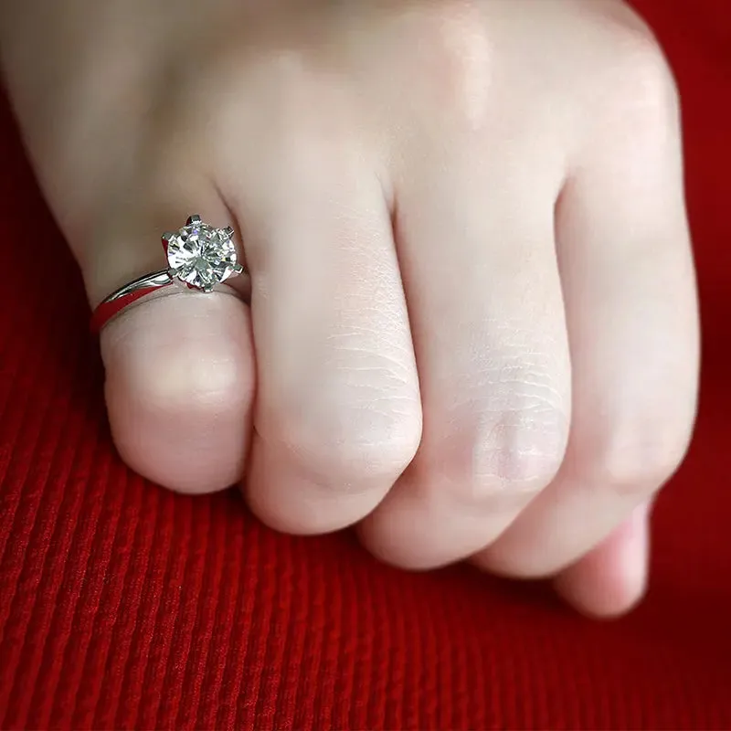 14k White Gold Solitaire Moissanite Engagement Ring 1.5ct
