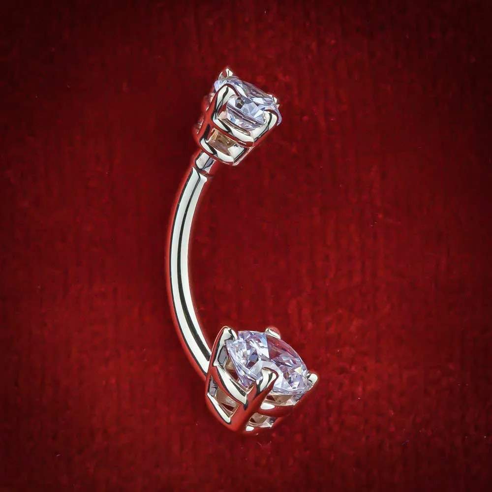 14K Yellow Gold Petite Gem Belly Bars