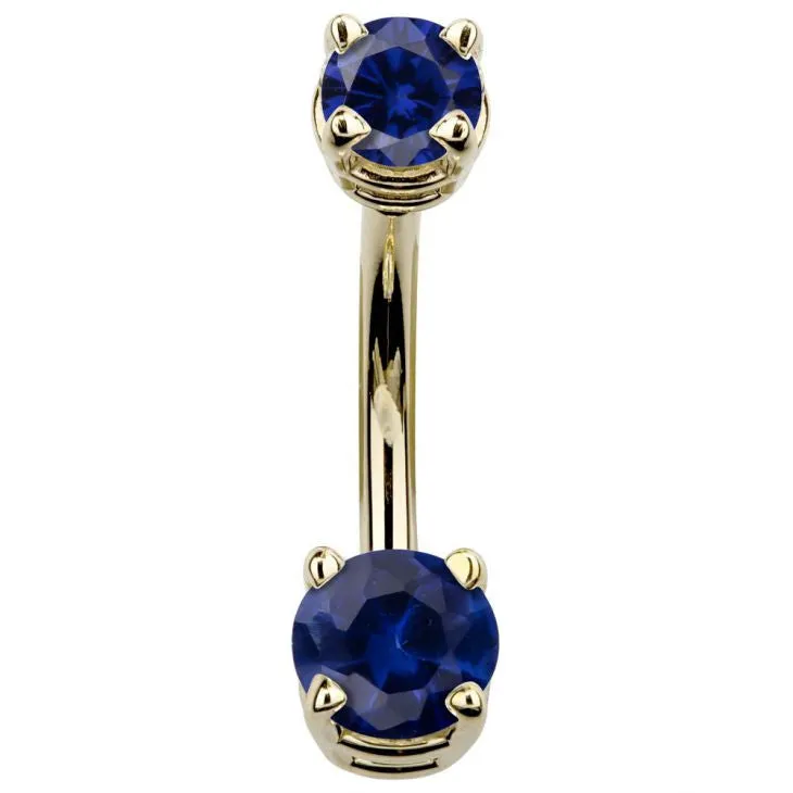 14K Yellow Gold Petite Gem Belly Bars
