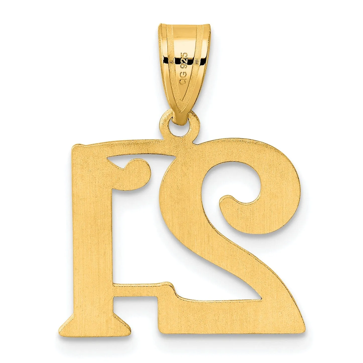 14k Yellow Gold Polished Finish Number 21 Charm Pendant