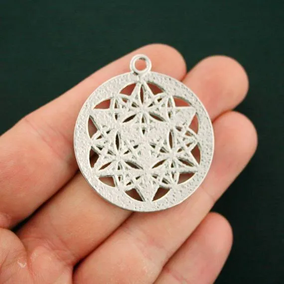 2 Merkaba Meditation Silver Tone Charms - SC6736