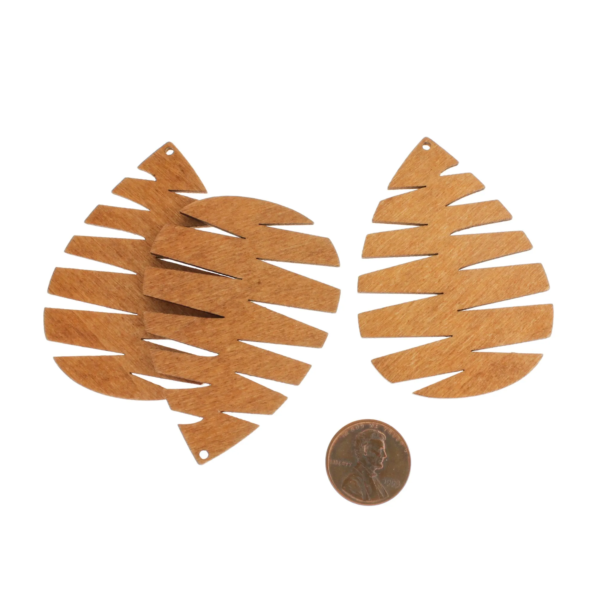4 Leaf Natural Wood Charms 2 Sided - WP433