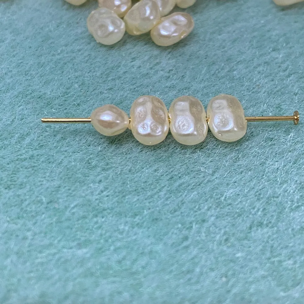 6x8x4mm Flat (100) - Cream - Vintage Acrylic Pearls