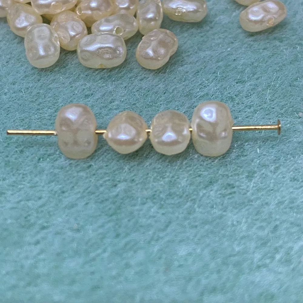 6x8x4mm Flat (100) - Cream - Vintage Acrylic Pearls
