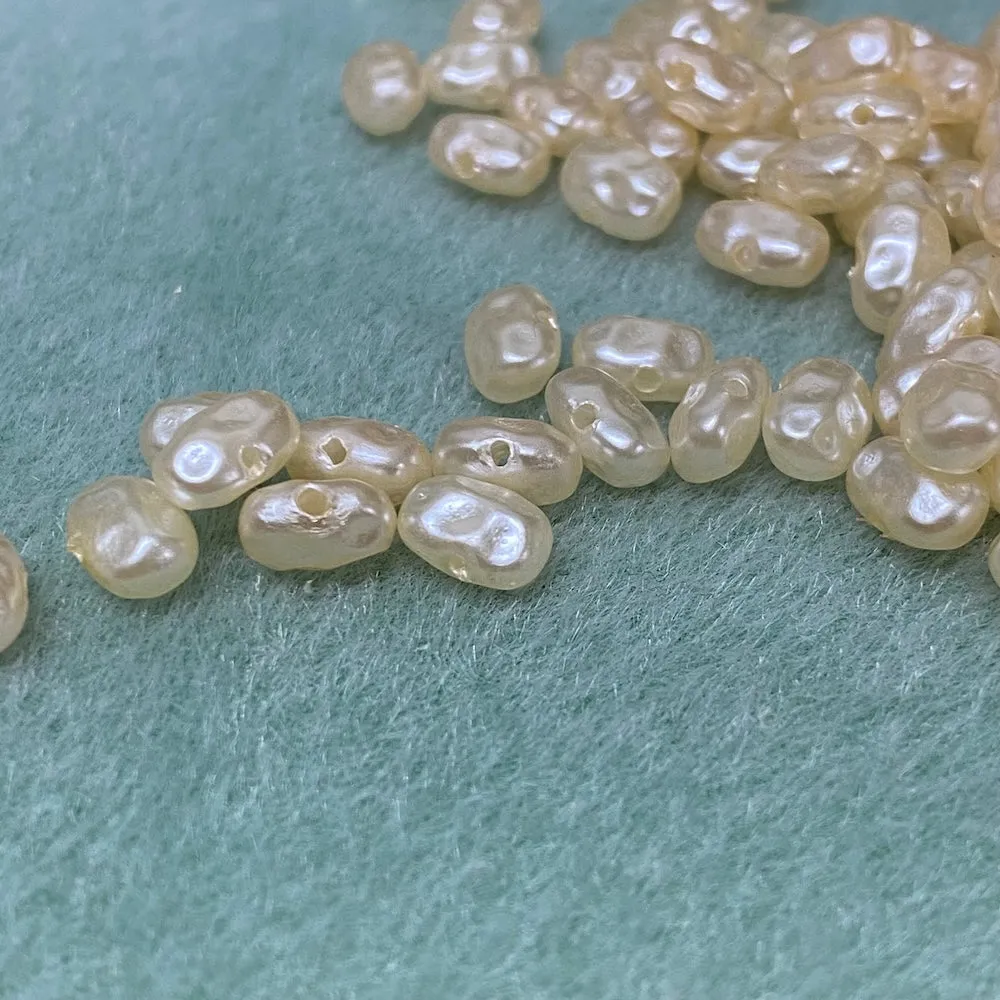 6x8x4mm Flat (100) - Cream - Vintage Acrylic Pearls