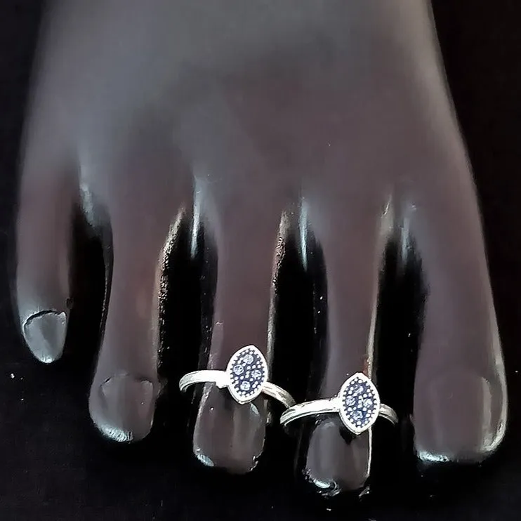 925 Silver Adjustable Toe Rings Pair (Design 119)