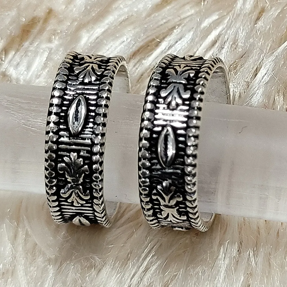 925 Silver Adjustable Toe Rings Pair (Design 77)