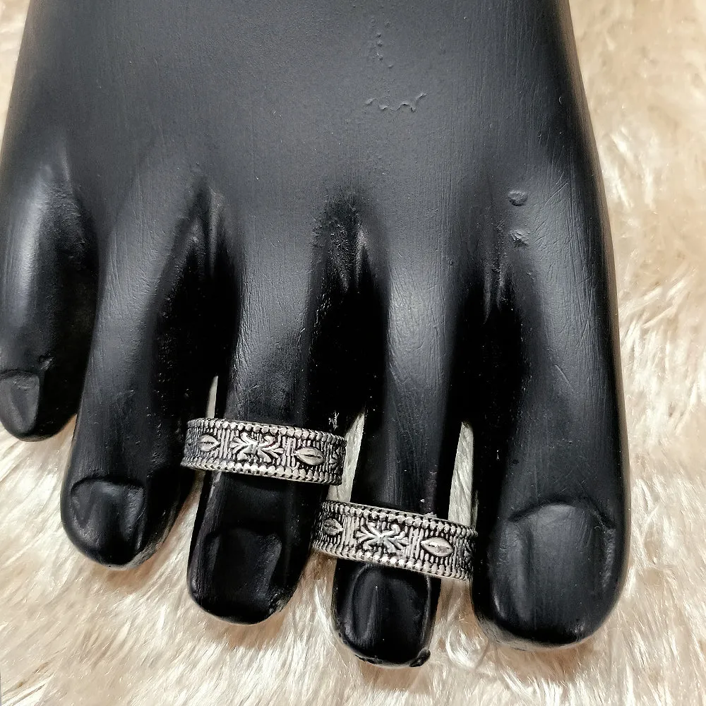 925 Silver Adjustable Toe Rings Pair (Design 77)