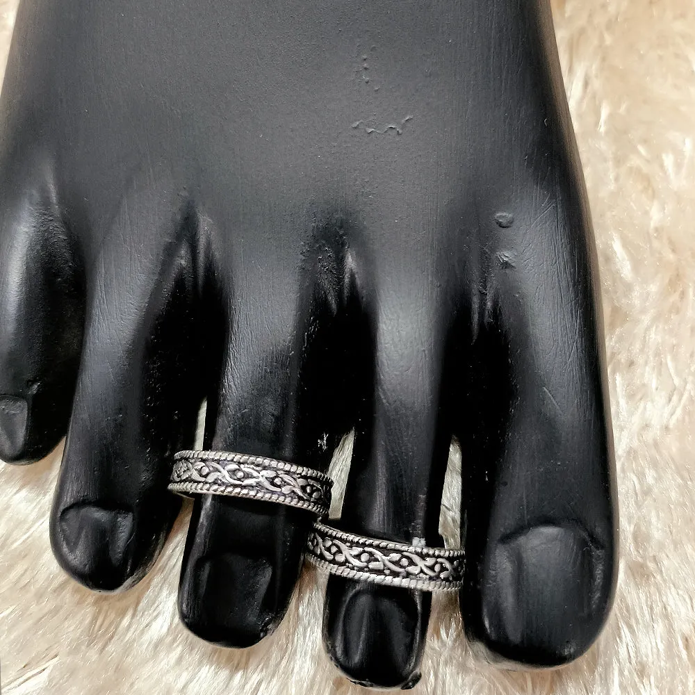 925 Silver Adjustable Toe Rings Pair (Design 78)