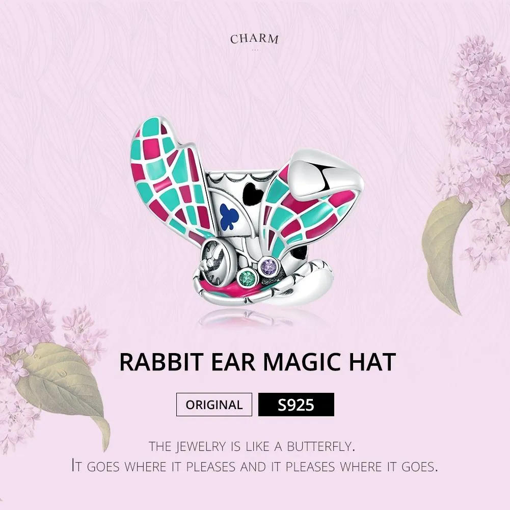 925 Sterling Silver Rabbit Ear Magic Hat Beads For Diy Bracelets & Necklaces
