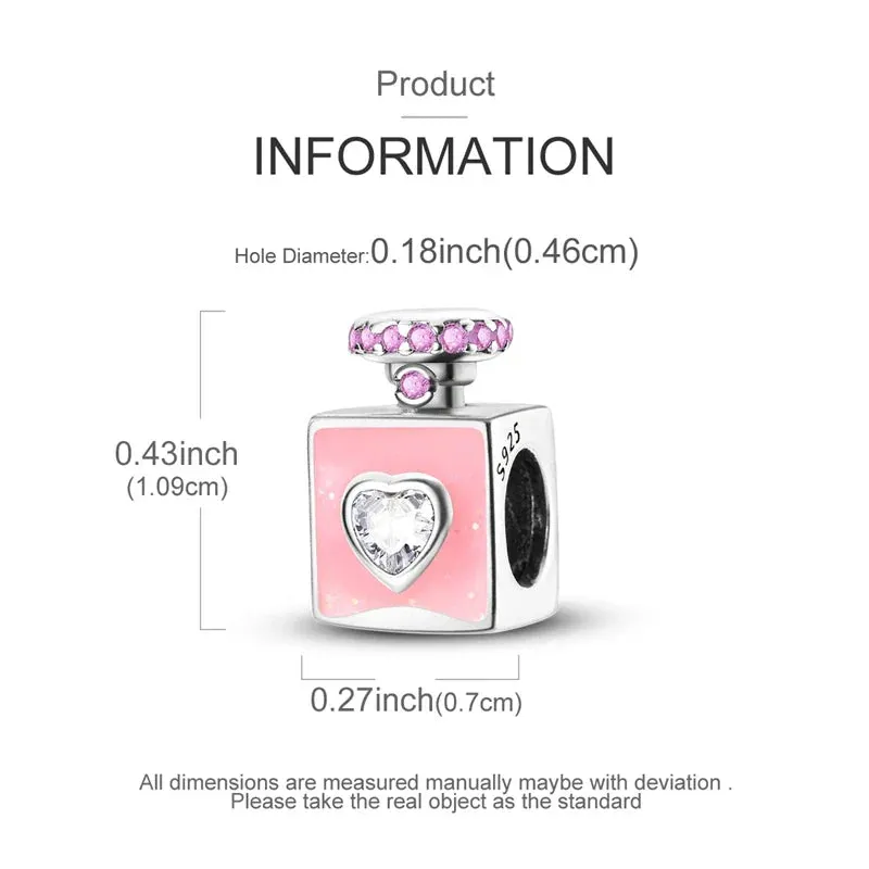 925 Sterling Silver Zircon Perfume Charms For Diy Bracelets Women Gift