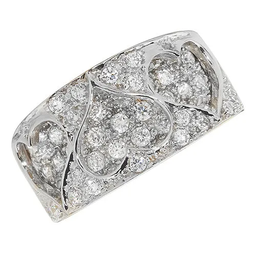 9CT GOLD PAVE SET CZ TRIPLE HEART 2 TONE RING