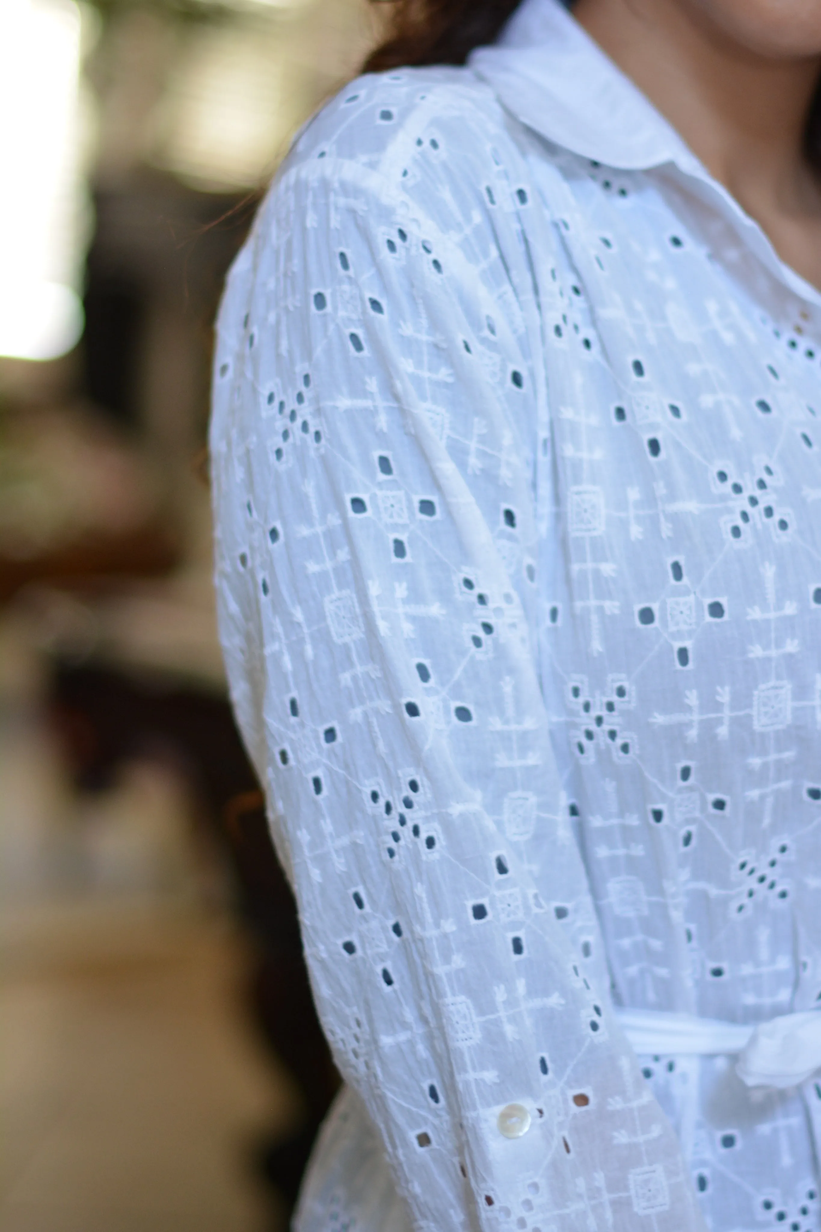 Aya Cotton White Eyelet Duster