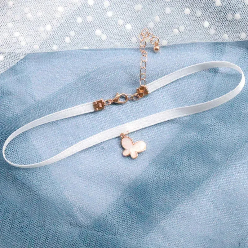 binfenxie Cute Harajuku White Lace Chokers Necklaces For Women Girl Boho Flower Charms Chian Jewelry