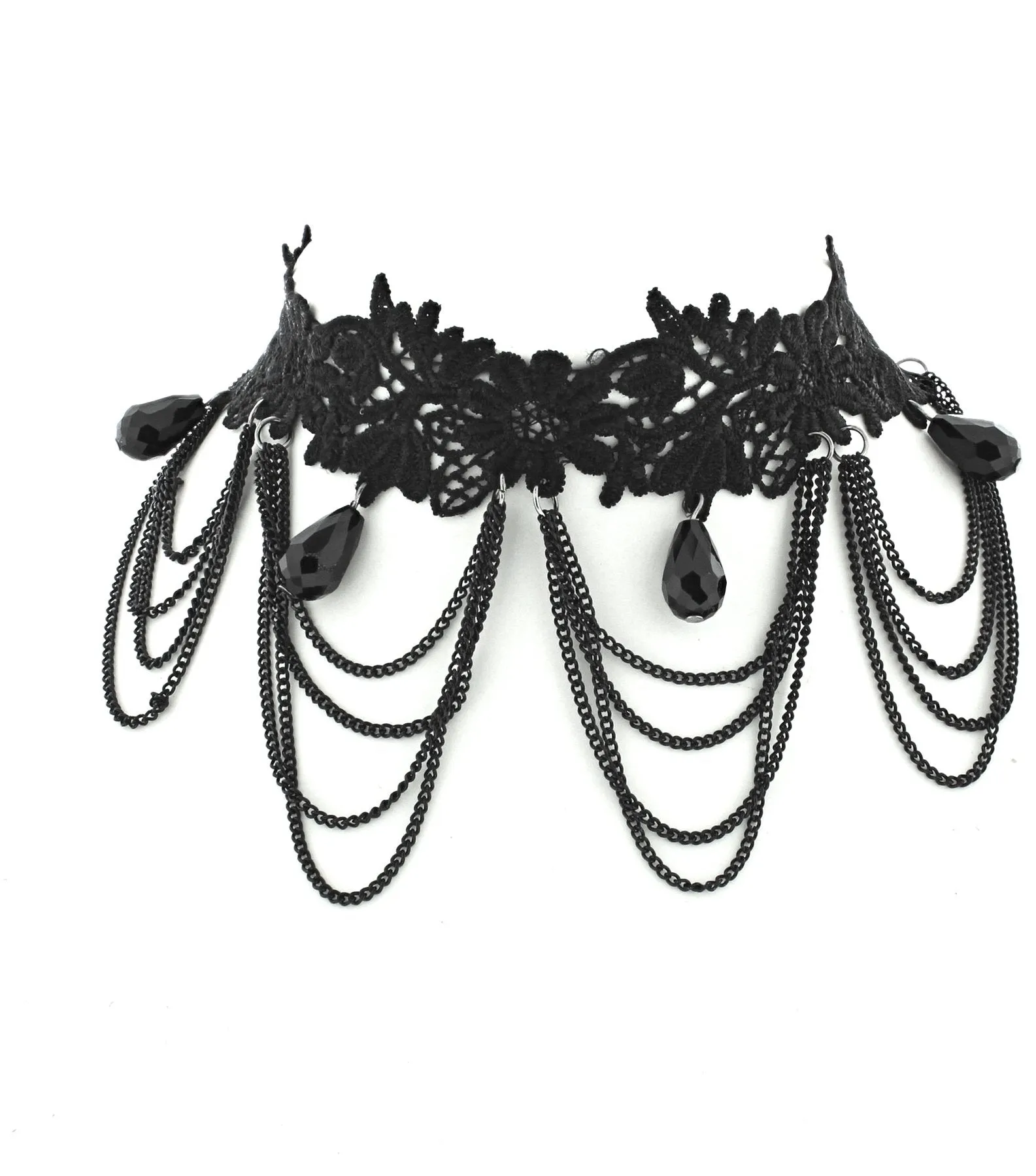 Black Lace Choker with Chains & Fascitated Attachments