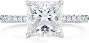 Bo.Dream Cushion/Princess/Emerald Cut Cubic Zirconia Engagement Rings for Women Platinum Plated Sterling Silver