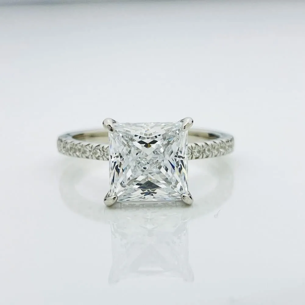 Bo.Dream Cushion/Princess/Emerald Cut Cubic Zirconia Engagement Rings for Women Platinum Plated Sterling Silver