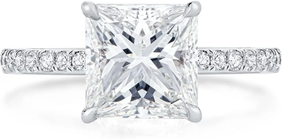 Bo.Dream Cushion/Princess/Emerald Cut Cubic Zirconia Engagement Rings for Women Platinum Plated Sterling Silver