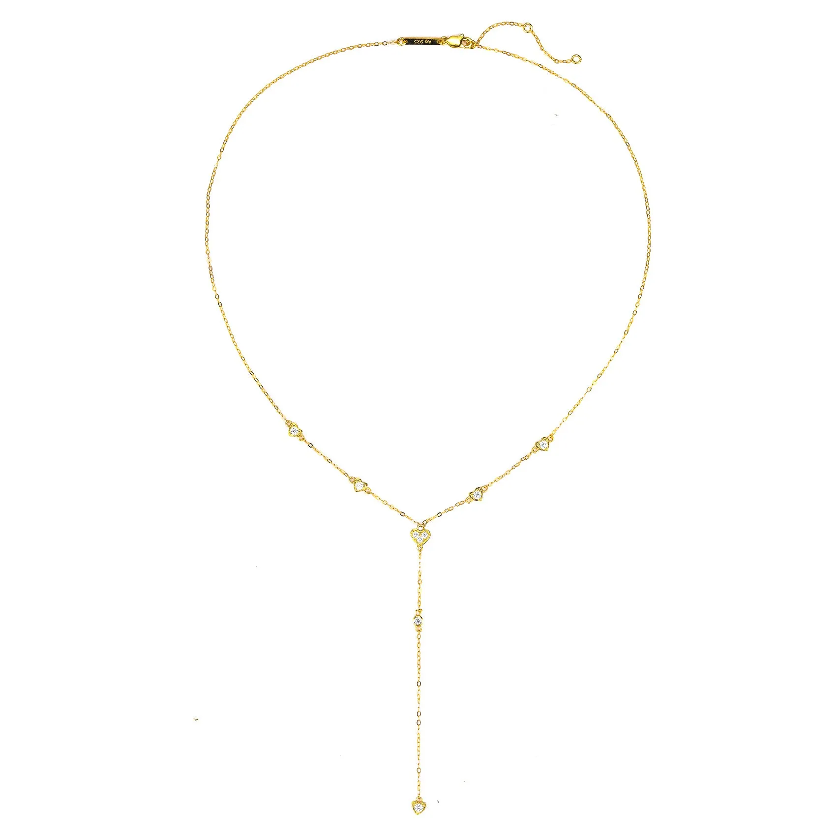 Cherish Y Chain Necklace Sterling Silver Gold