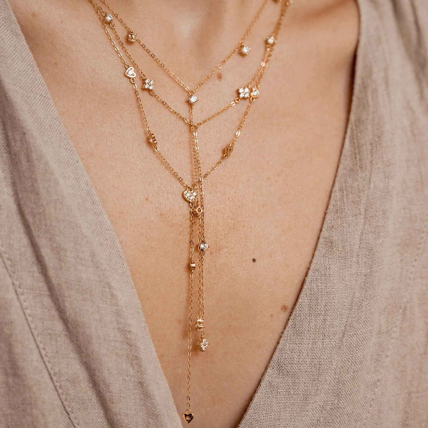 Cherish Y Chain Necklace Sterling Silver Gold