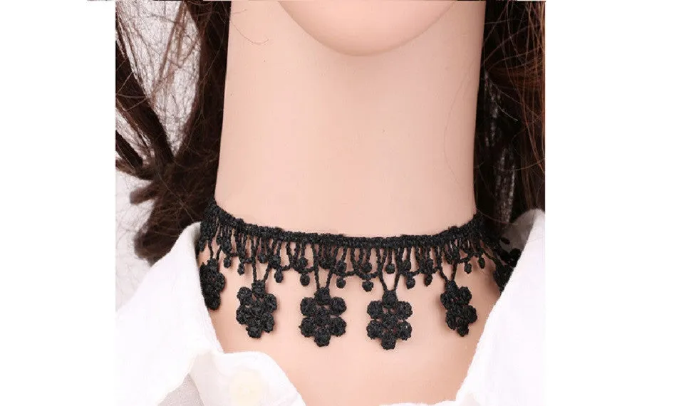 Cloth Lace Tattoo Flower Choker Necklace