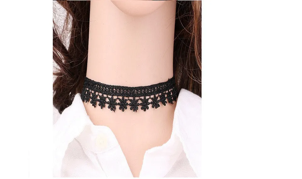 Cloth Lace Tattoo Flower Choker Necklace