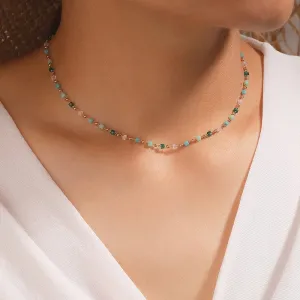 Colorful Bead Necklace Boho Choker Geometric Square Bead Jewelry