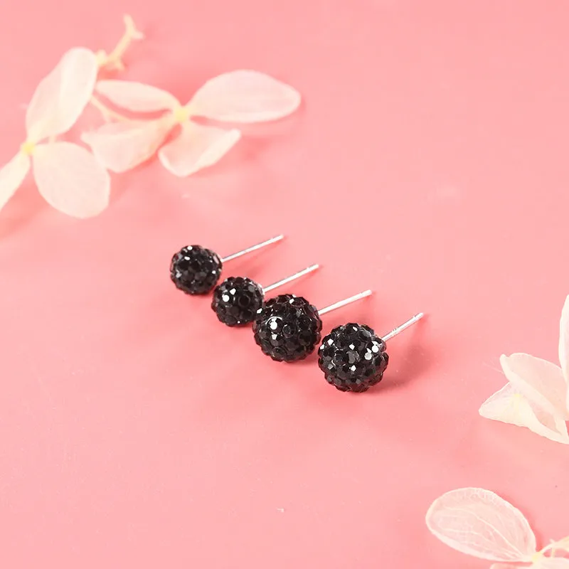 Earrings S925 Silver Ball Stud Earrings Crystal Ball