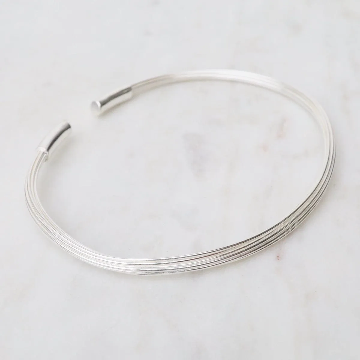 Elephant Hair Inspired Cuff - Shiny Sterling Silver - 10 Lines