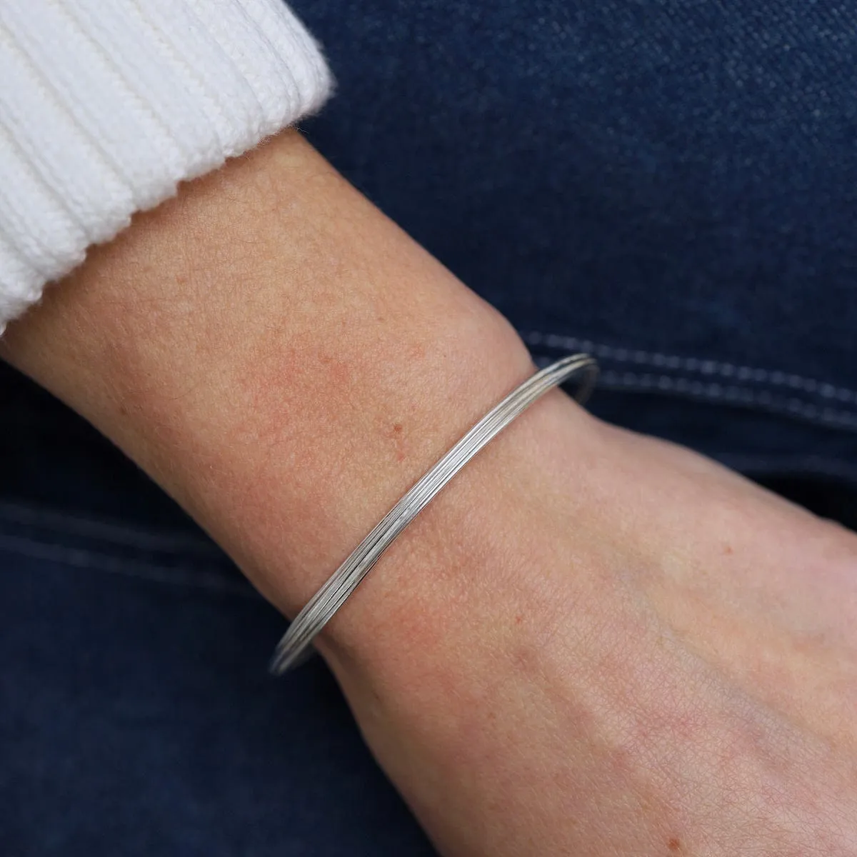 Elephant Hair Inspired Cuff - Shiny Sterling Silver - 10 Lines