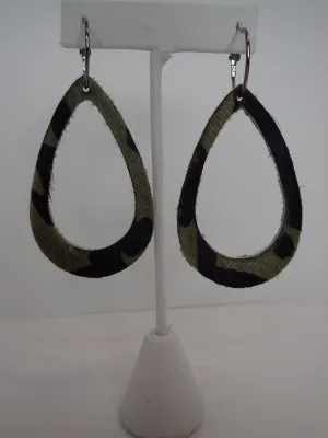 Emma Leather Camouflage Teardrop Earring