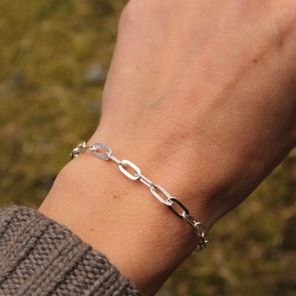 Flat Oval Link Chain Bracelet