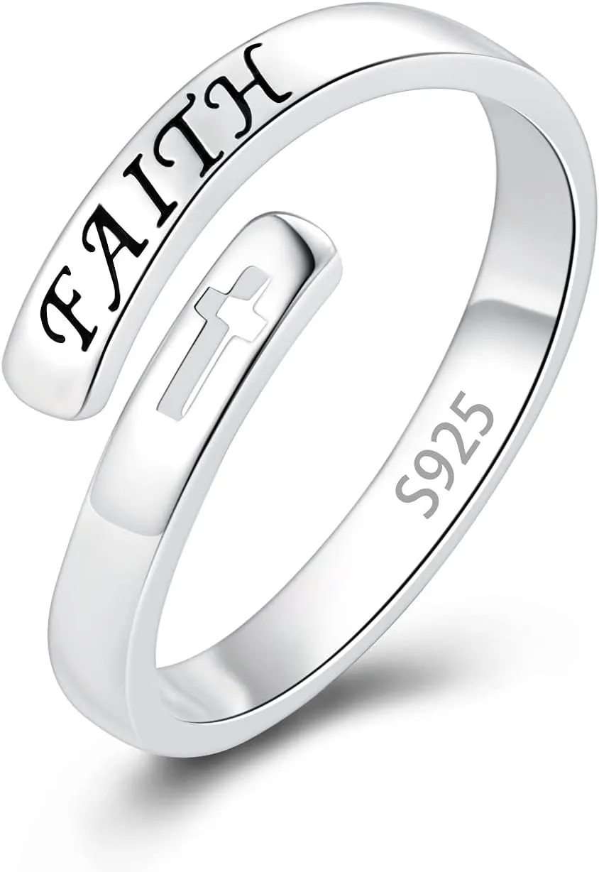 Fookduoduo 925 Sterling Silver Ring Inspirational Jewelry adjustable Wrap Open Rings for Women