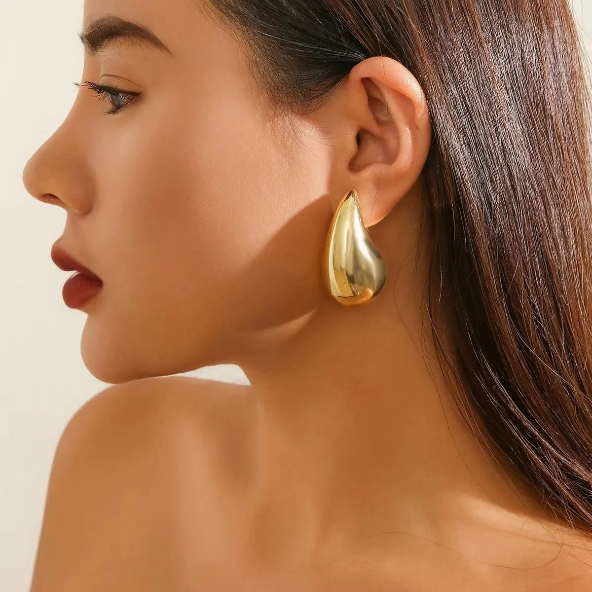Fringe - Exaggerated Large Water Drop Metal Earrings