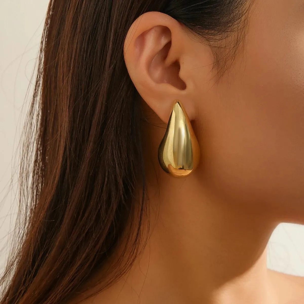Fringe - Exaggerated Large Water Drop Metal Earrings