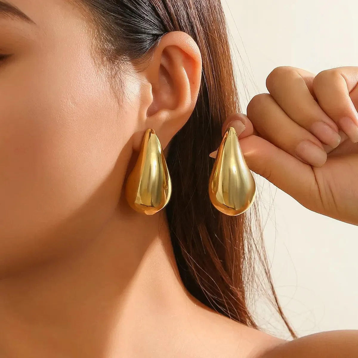 Fringe - Exaggerated Large Water Drop Metal Earrings
