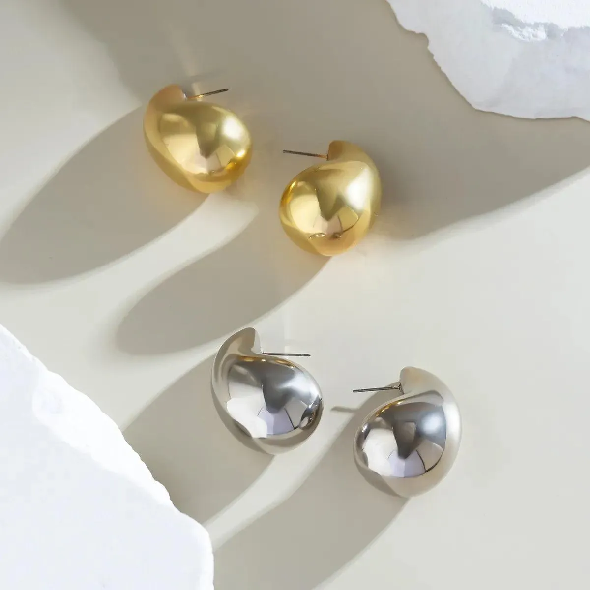 Fringe - Exaggerated Large Water Drop Metal Earrings