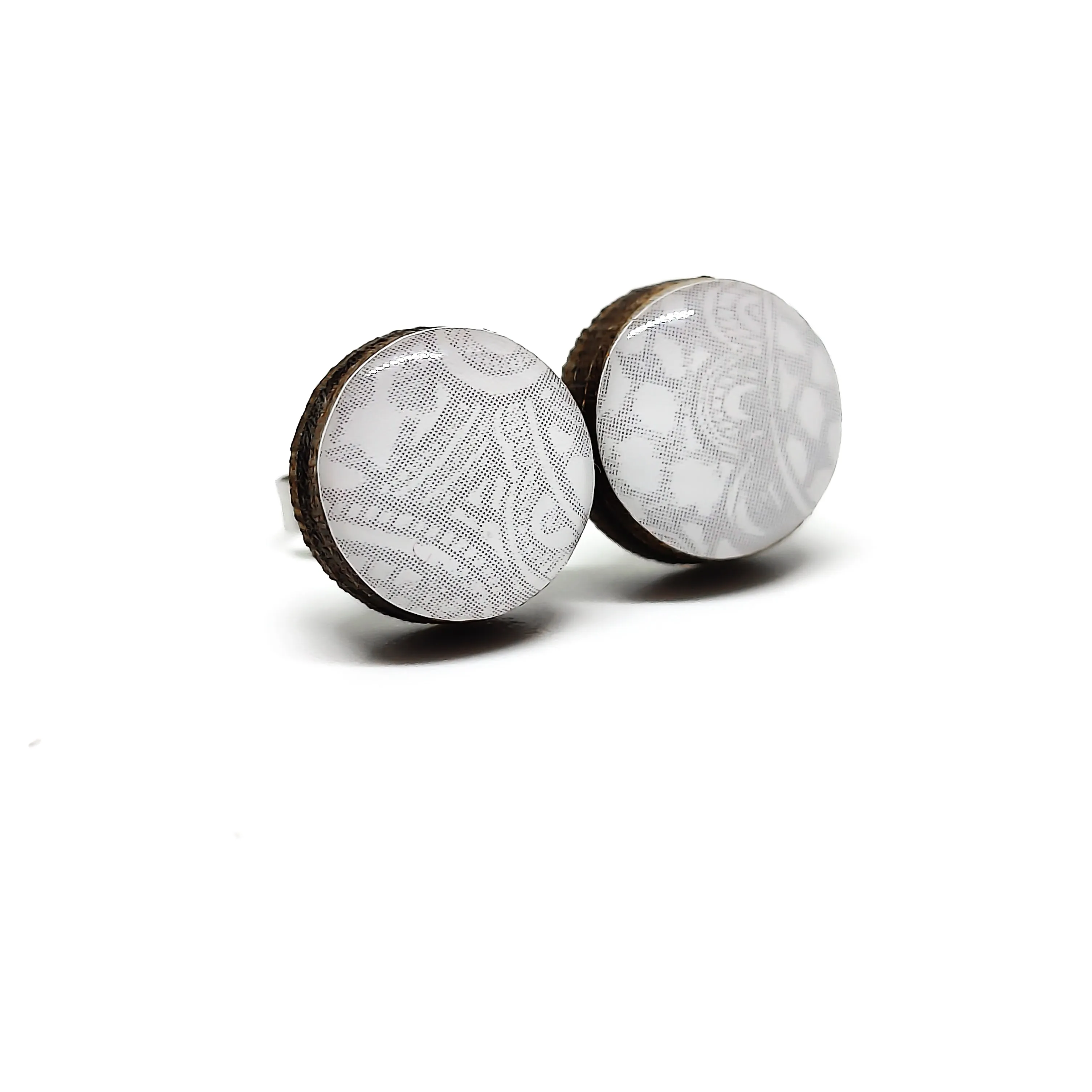 Grey Lace Stud Earrings by Candi Cove Designs