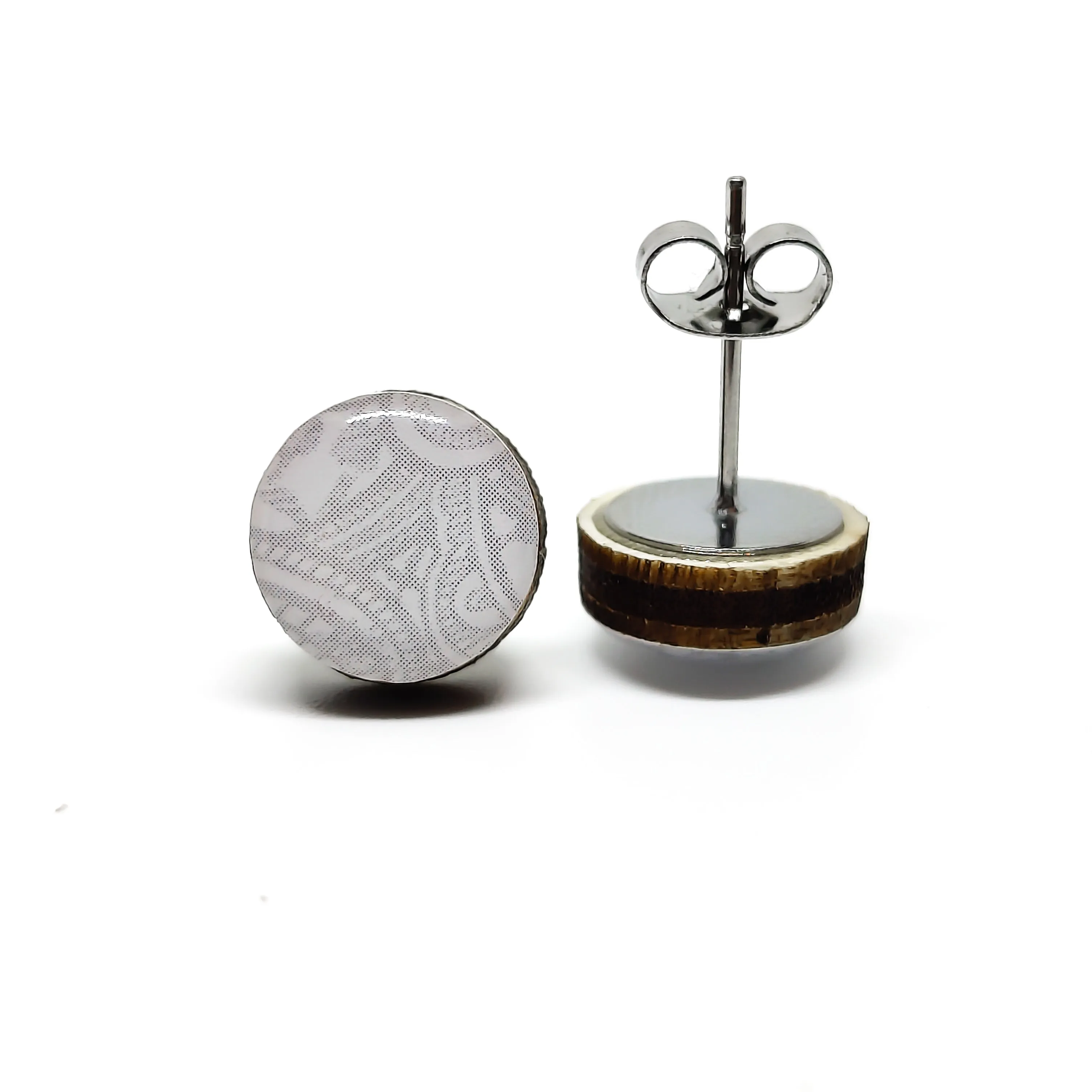 Grey Lace Stud Earrings by Candi Cove Designs