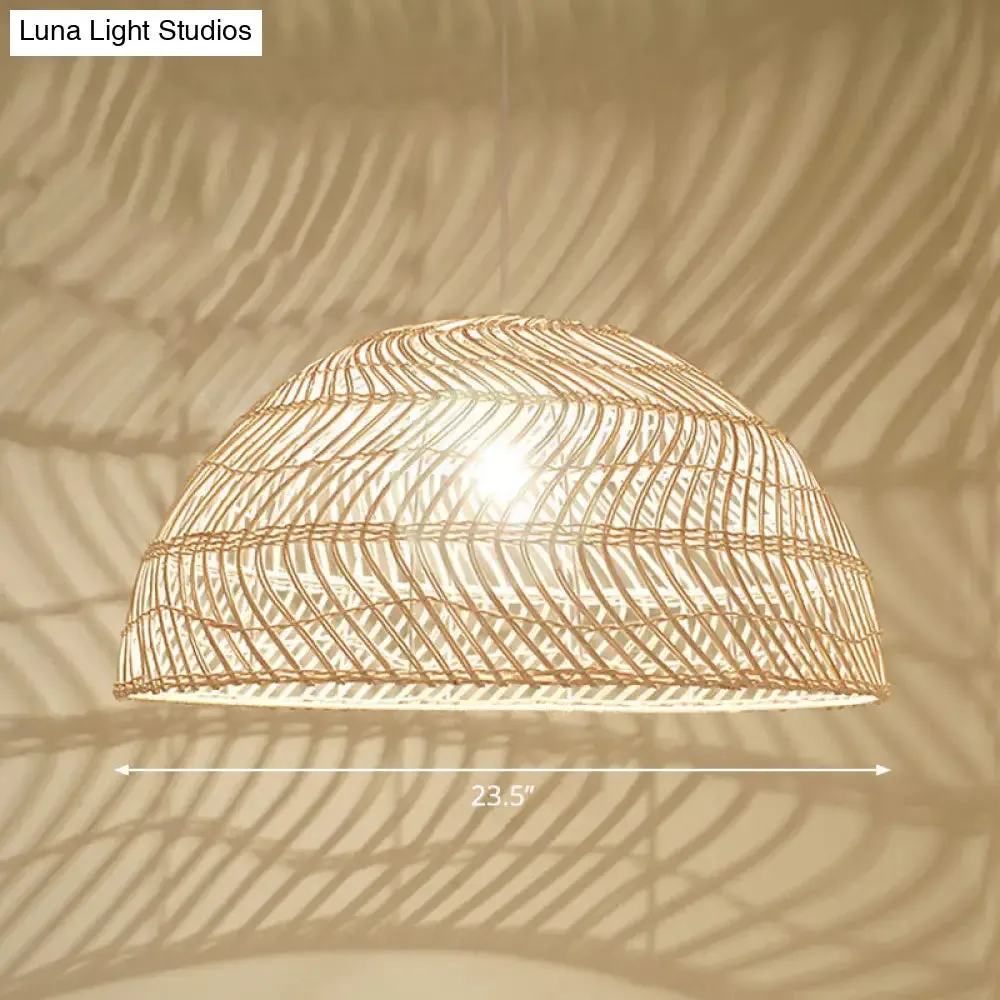 Handcrafted Minimalist Rattan Pendant Ceiling Light - Wood Suspension Lighting for Restaurants