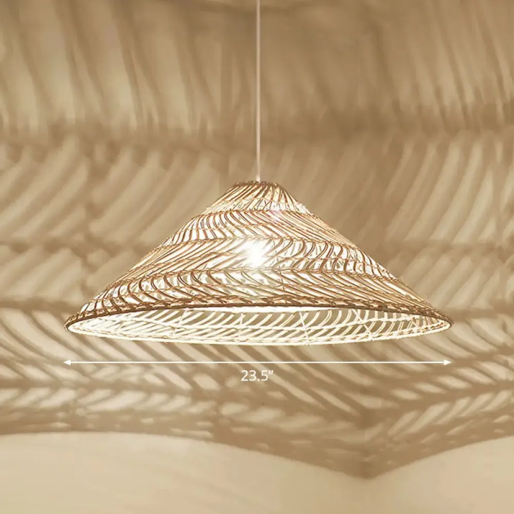 Handcrafted Minimalist Rattan Pendant Ceiling Light - Wood Suspension Lighting for Restaurants