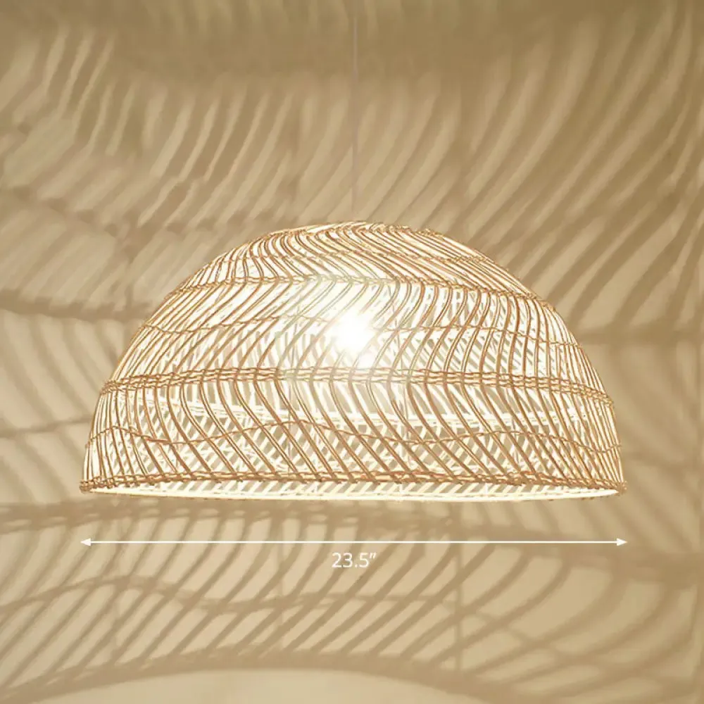 Handcrafted Minimalist Rattan Pendant Ceiling Light - Wood Suspension Lighting for Restaurants