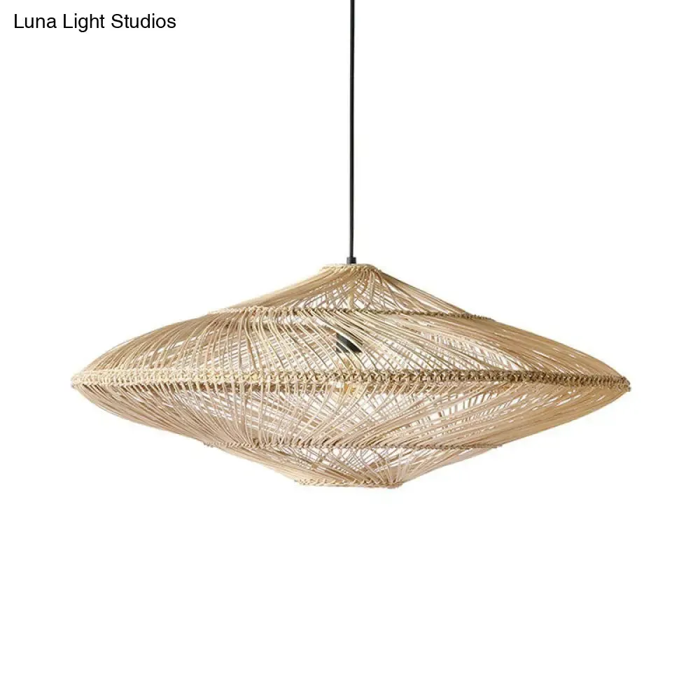 Handcrafted Minimalist Rattan Pendant Ceiling Light - Wood Suspension Lighting for Restaurants