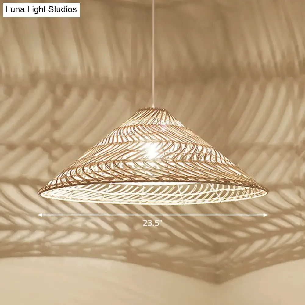 Handcrafted Minimalist Rattan Pendant Ceiling Light - Wood Suspension Lighting for Restaurants