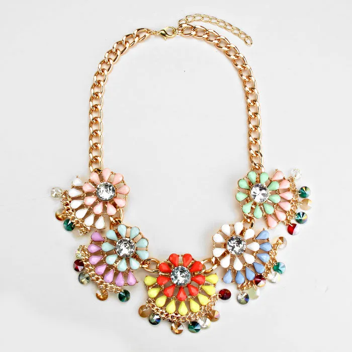 iLLASPARKZ Crystal Accented Flower Statement Necklace