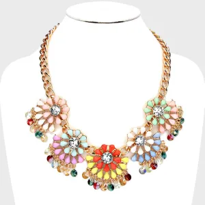 iLLASPARKZ Crystal Accented Flower Statement Necklace