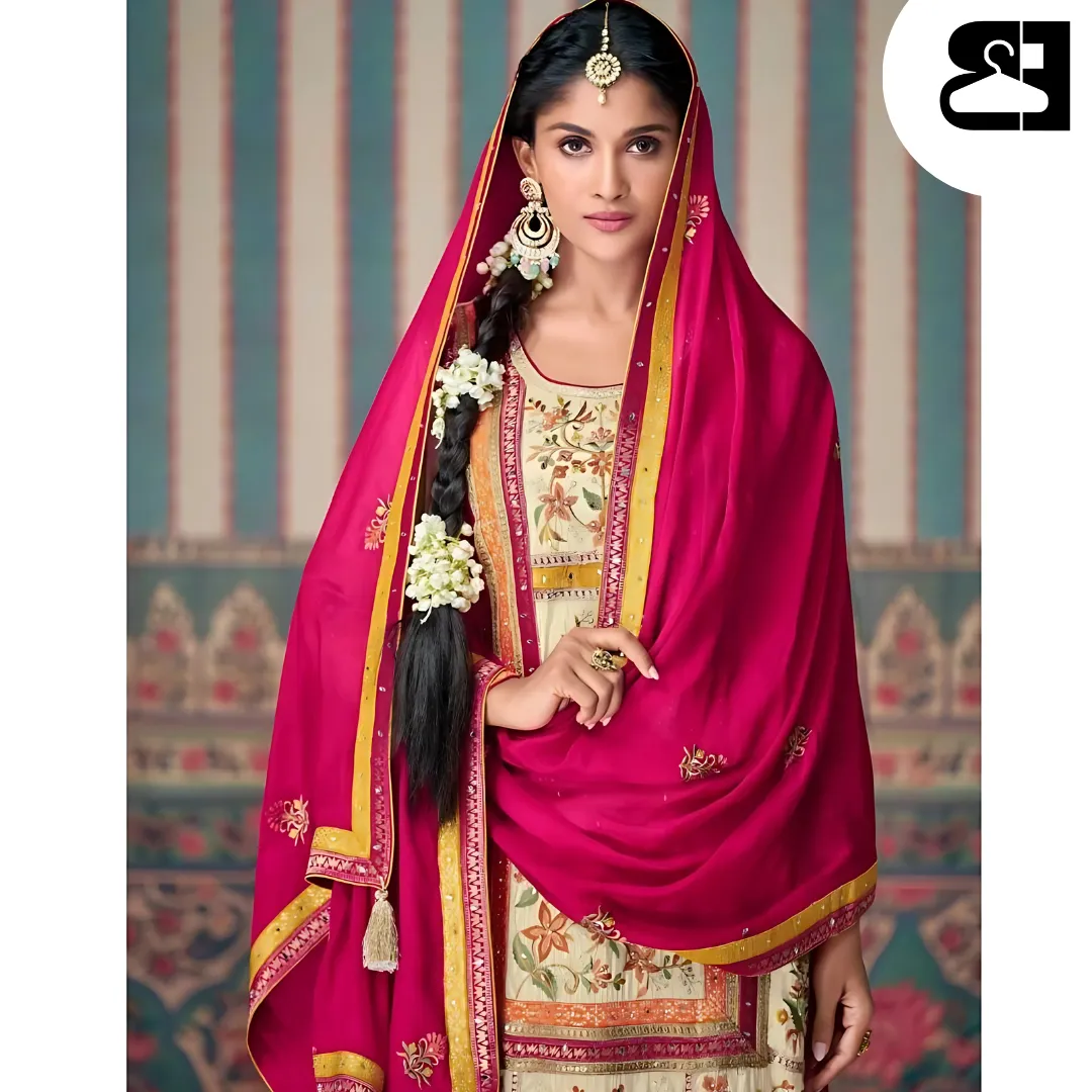 Kasturi Ethnic Silk Set with Jacquard Lace