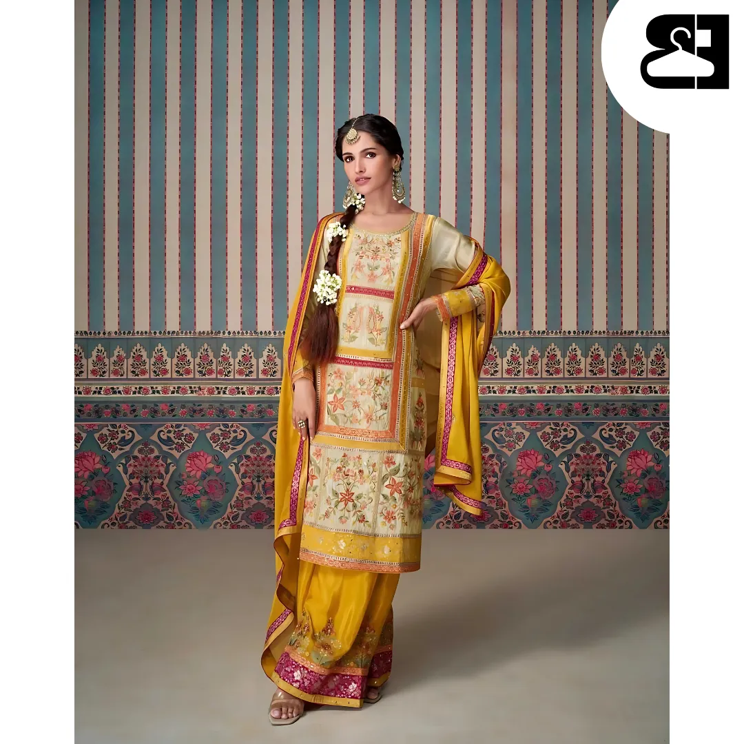 Kasturi Ethnic Silk Set with Jacquard Lace